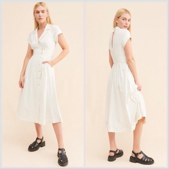 Anthropologie Maeve Poplin Midi Shirt Dress 8 - Picture 1 of 12